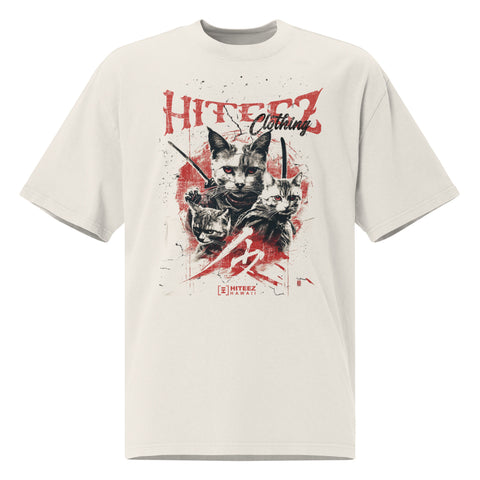 HiTeez Ninja Cats Oversized faded t-shirt